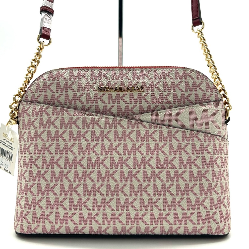 Michael Kors Medium Dome Jet Set Travel Xbody Bag Cherry Multi